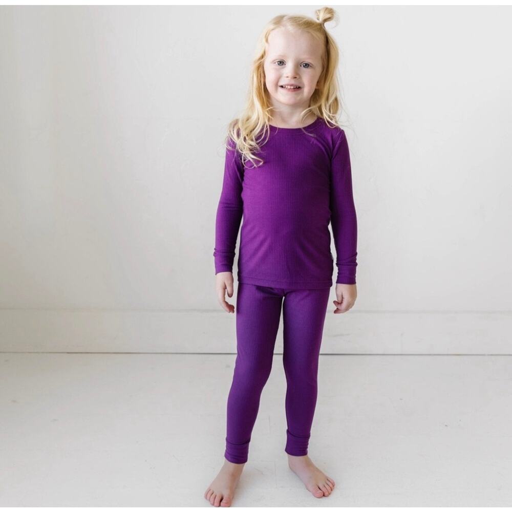 little sleepies Amethyst Ribbed Two-Piece Bamboo Viscose Pajama Set